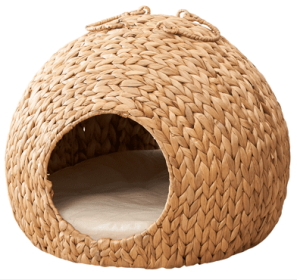 Weaving Rattan Circular Cat Bed (Option: Light brown)