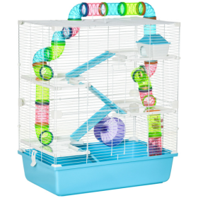 Oversized 23 Hamster Cage With Tube And Tunnel, Portable Carrying Handle (Color: Blue)