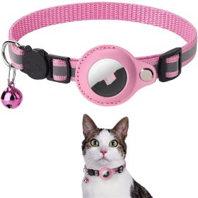 Reflective Collar Waterproof Holder Case For Airtag Air Tag Airtags Protective Cover Cat Dog Kitten Puppy Nylon Collar (Color: pink)