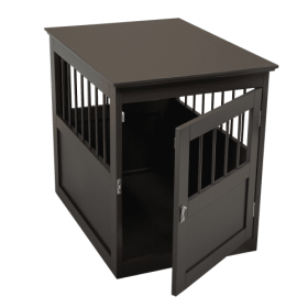 Dog Cage Furniture, Kennel With Side Slats In End Table Design, Brown (Color: Brown)