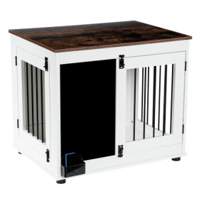 Graffiti Dog Cage, Kennel With 2 Doors (Color: White)