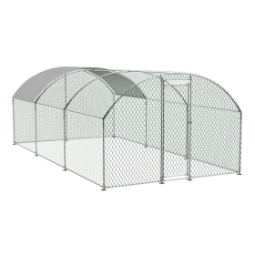 Large Chicken Coop Metal Chicken Track With Waterproof And UV Cover, Dome Shape Walk-In Fence Chicken Coop For Outdoor And Yard Farm Use (Option: Argent)