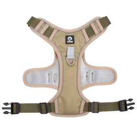 Dog Harnesses; Cross border New Pet Towing Rope Vest Large Dog Chest Strap Reflective Explosion proof Flushing Dog Towing Rope (colour: Khaki)