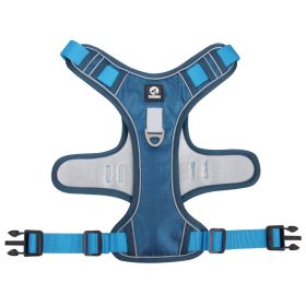 Dog Harnesses; Cross border New Pet Towing Rope Vest Large Dog Chest Strap Reflective Explosion proof Flushing Dog Towing Rope (colour: Lake blue)