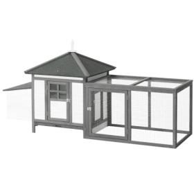 Wooden Chicken Coop With Nesting Boxes (Color: grey)