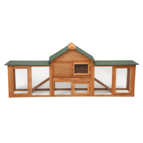 Large Wooden Rabbit Cage Indoor And Outdoor Rabbit Cage With Pallets And Small Animal Slides (Color: Orange)