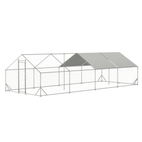 Large Metal Chicken Coop (Color: grey)