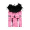 Pink Wool Classic Dog Coat Harness and Fur Collar with Matching Leash